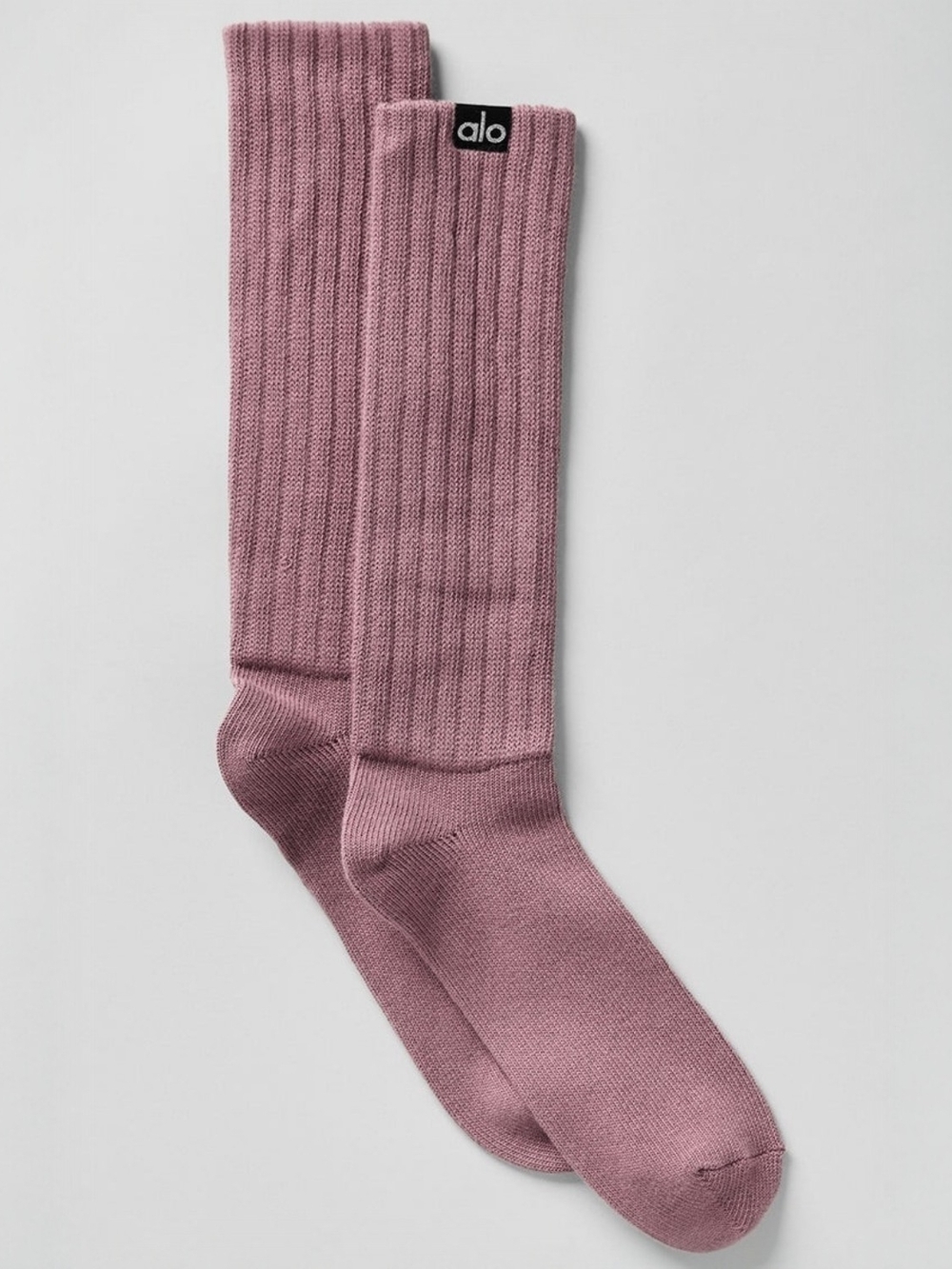 NWT ALO Yoga Unisex Ribbed Scrunch Socks in Smoky Quartz Rose Medium
